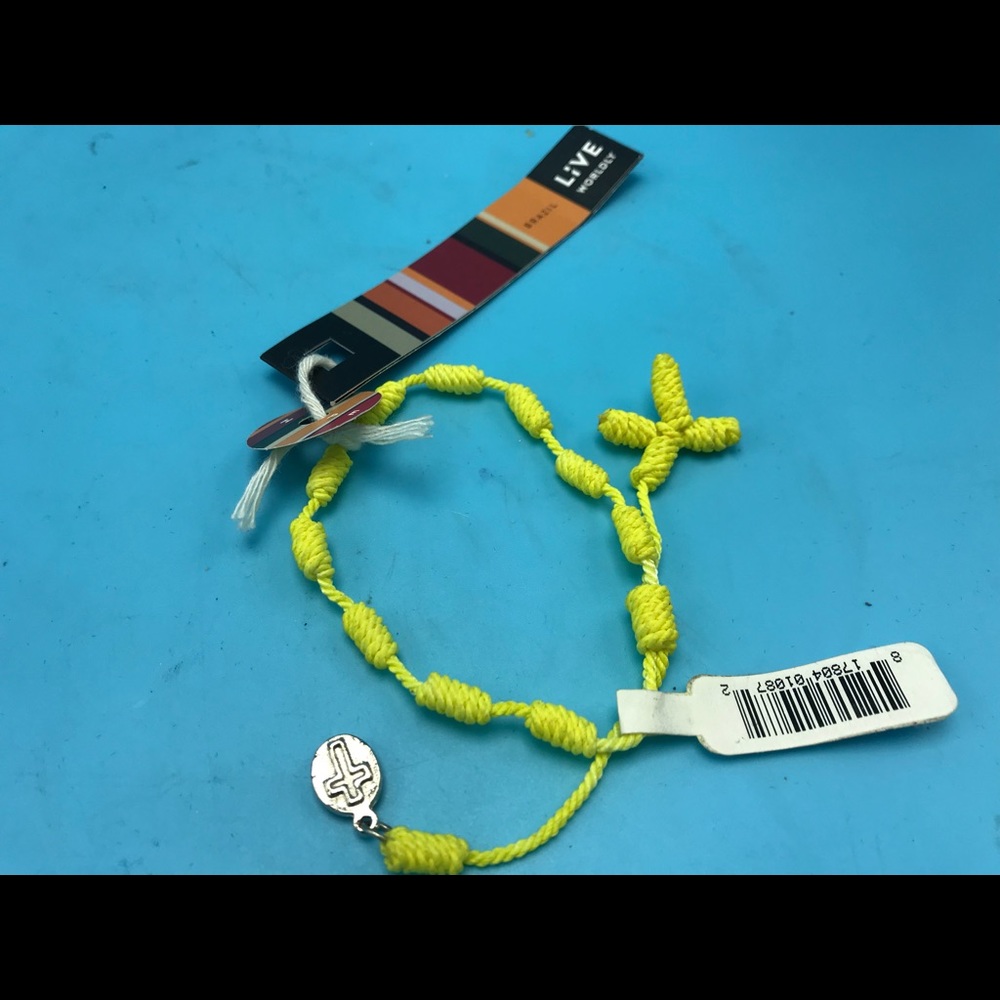 Knotted Bracelet Yellow Cross & Charm